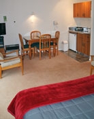 kitchen and dining area of 1-bedroom unit